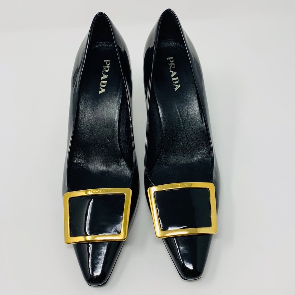 PRADA AUTHENTIC PATENTED LEATHER HEELS